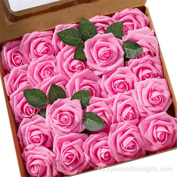 Pelulación de la flor de rosa artificial en caja